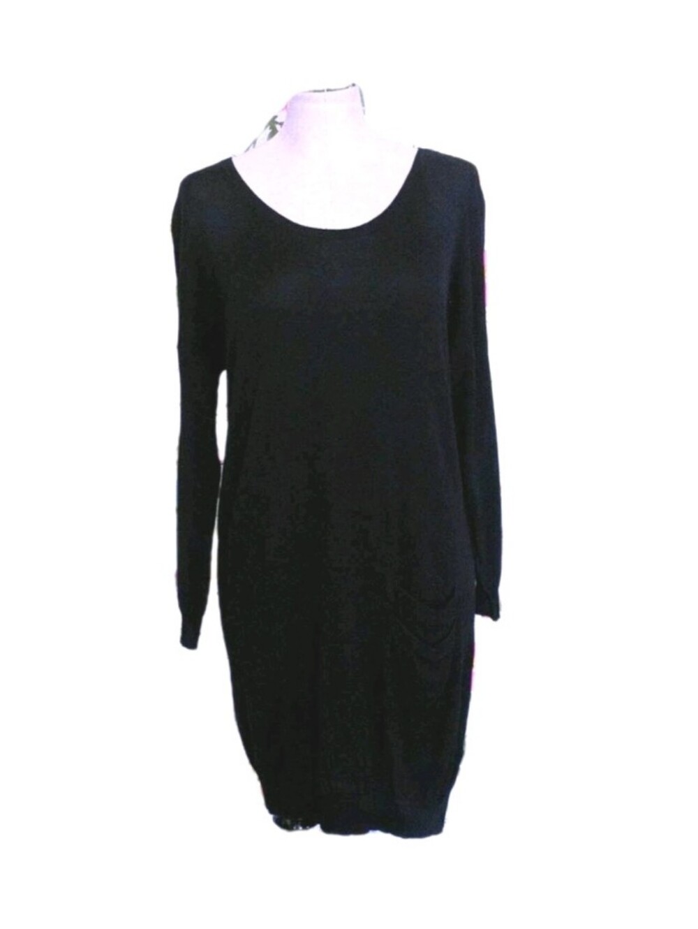 Theory long sleeve knit sweater dress black Woman's Size Large L wool